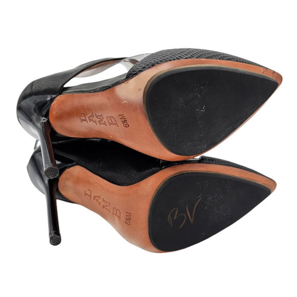 L.a.m.b Theo Swoop Front Black Pointy Heels Ankle Women's Size 6.5 - Picture 10 of 12